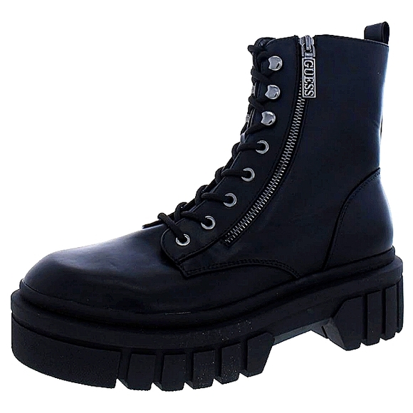 New w/o Box Guess Ferina Vegan Leather Lug Sole Lace-Up Combat Boots. size 10 - Picture 2 of 8